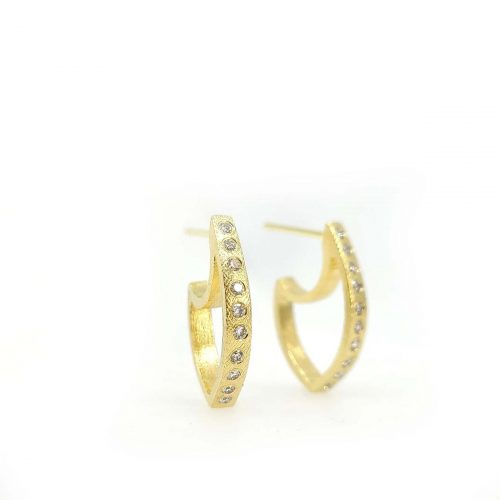 18k yellow gold small hoop earrings with 0.20ct in diamonds