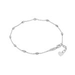 silver chain with oval faceted stationed beads anklet with adjustable links and lobster clasp