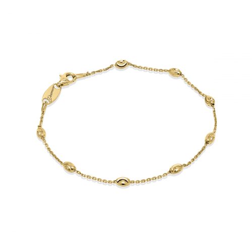 gold chain with oval faceted stationed beads with lobster clasp bracelet