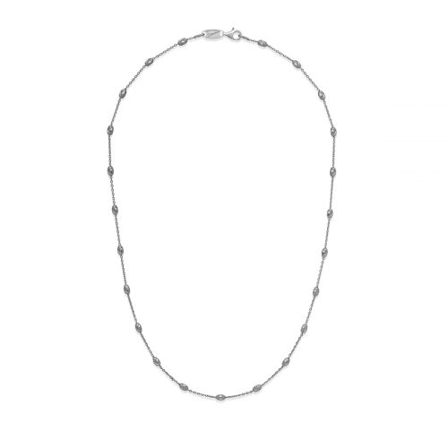 silver chain with silver stationed beads, lobster clasp