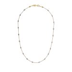 chain with stationed oval beads, gold chain with silver beads, gold lobster clasp