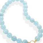 strand of large round smooth aquamarine beads, paired with a removable toggle