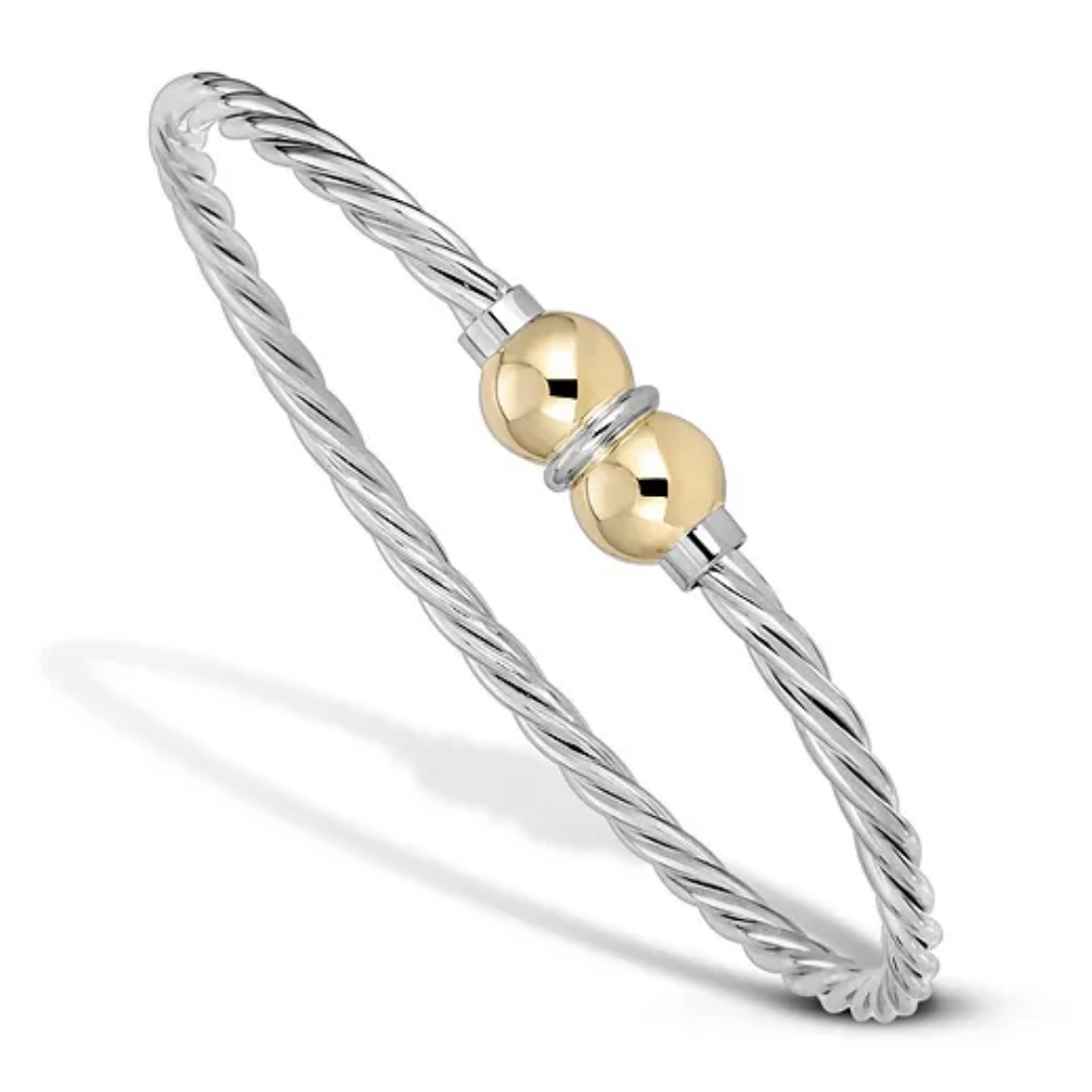 Cape Cod Double Bead Twist Bracelet, 2-tone | Unique Boutique