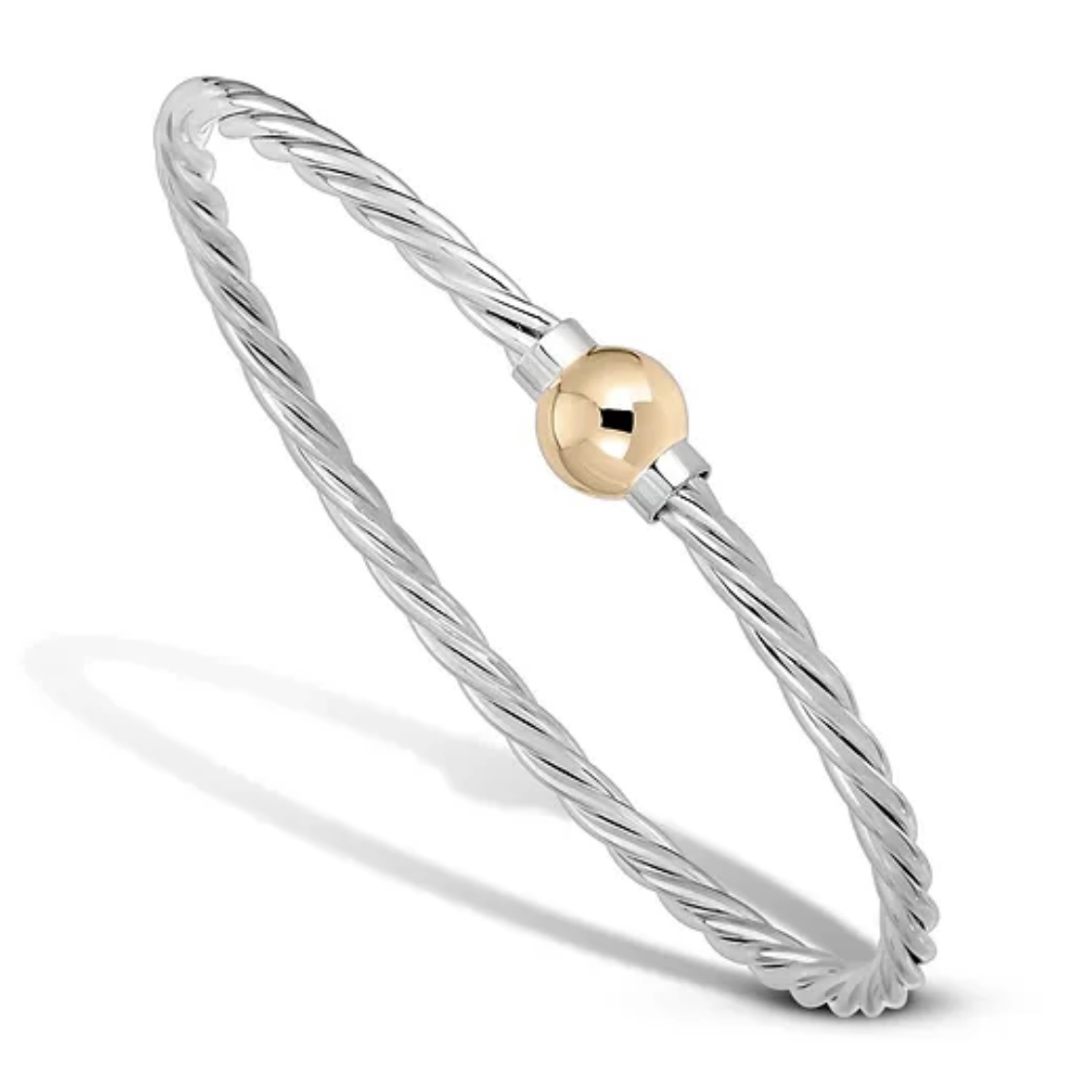 Cape Cod Single Bead Twist Bracelet, 2-tone | Unique Boutique
